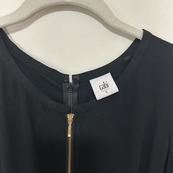 Cabi Black Grace Sleeveless Jumpsuit Size 6 Gold Zipper With Pockets Minimalist - Picture 4 of 11